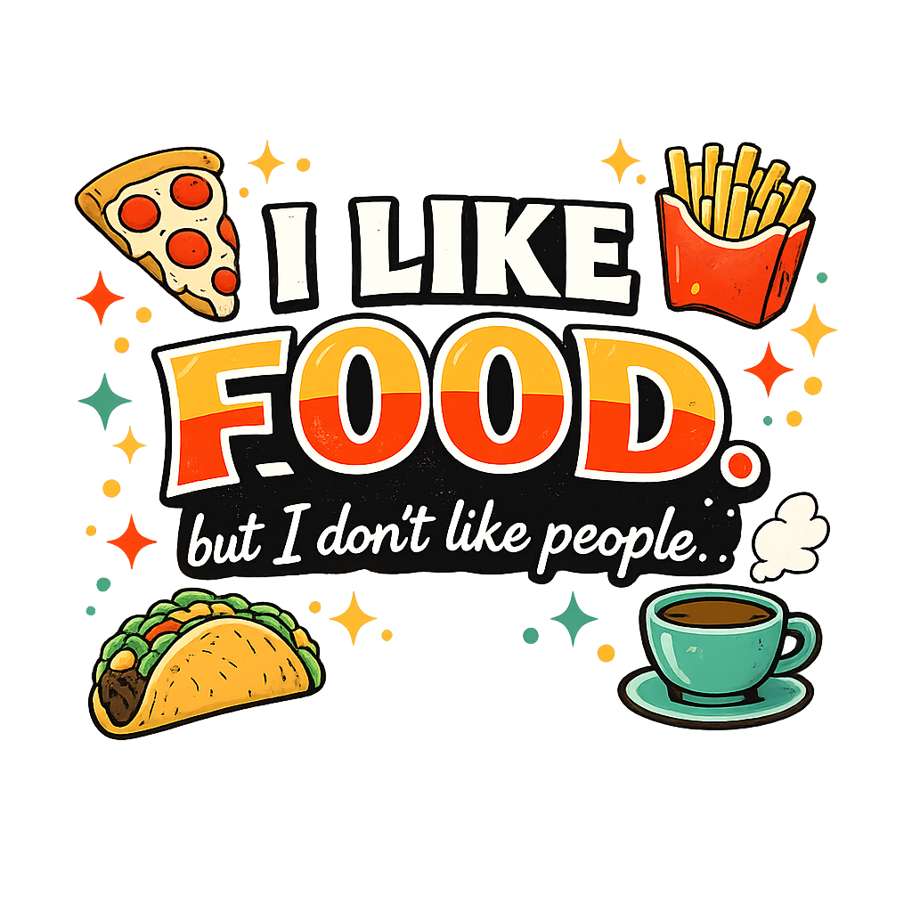 I Like Food But I Don’t Like People – Funny Graphic T-Shirt– Custom Apparel