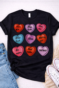 Conversation Hearts – Valentine Candy Heart Graphic T-Shirt -Custom Apparel