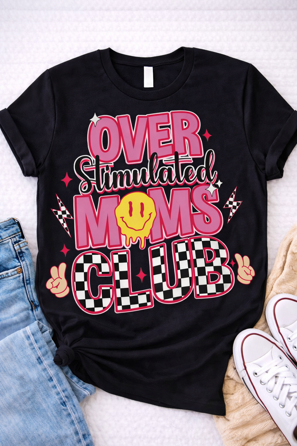 Overstimulated Moms Club – Funny Mom Graphic T-Shirt-Custom Apparel