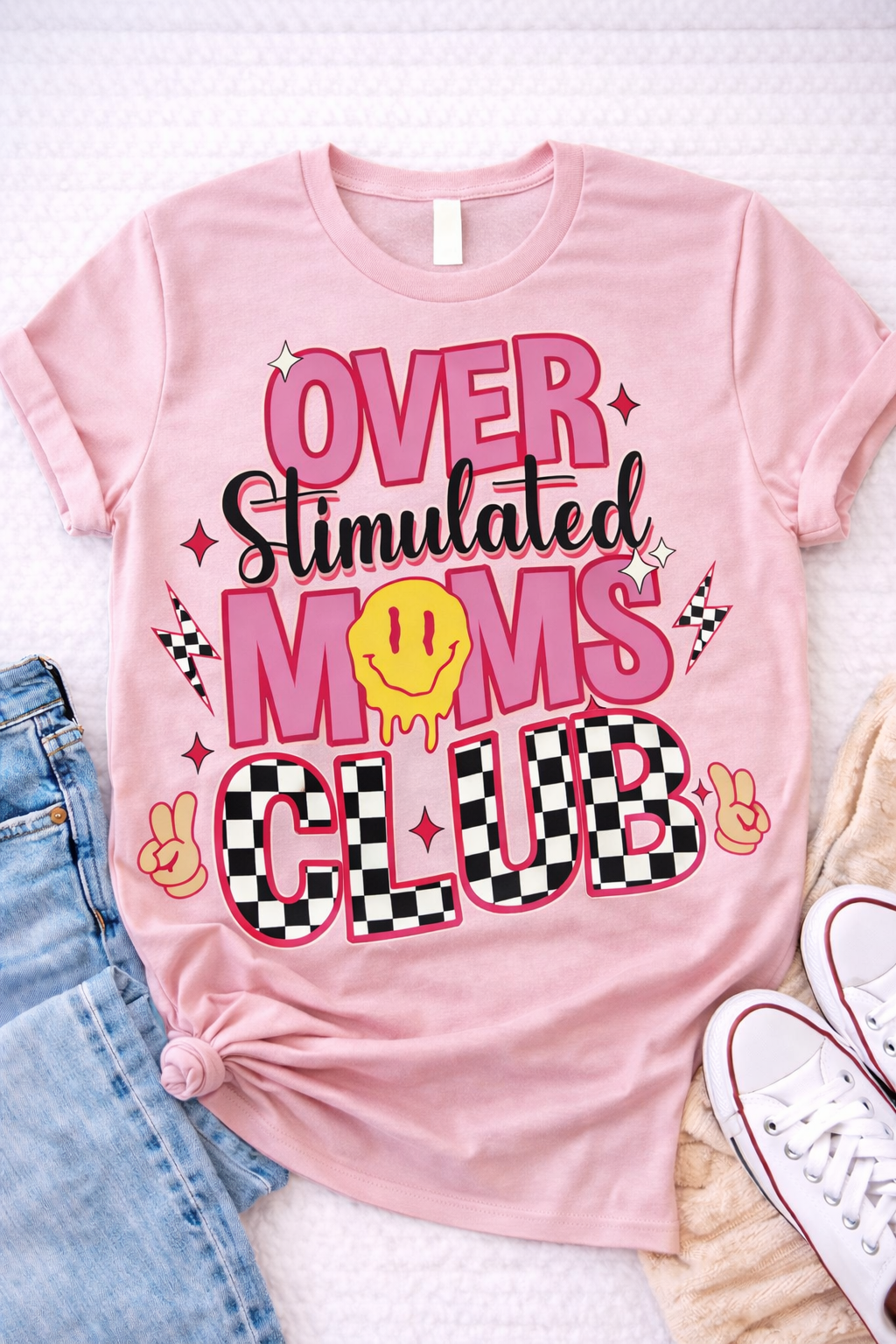 Overstimulated Moms Club – Funny Mom Graphic T-Shirt-Custom Apparel