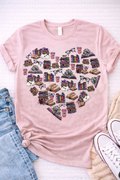 Book Lover Heart – Books, Coffee & Cats Graphic T-Shirt-Custom Apparel