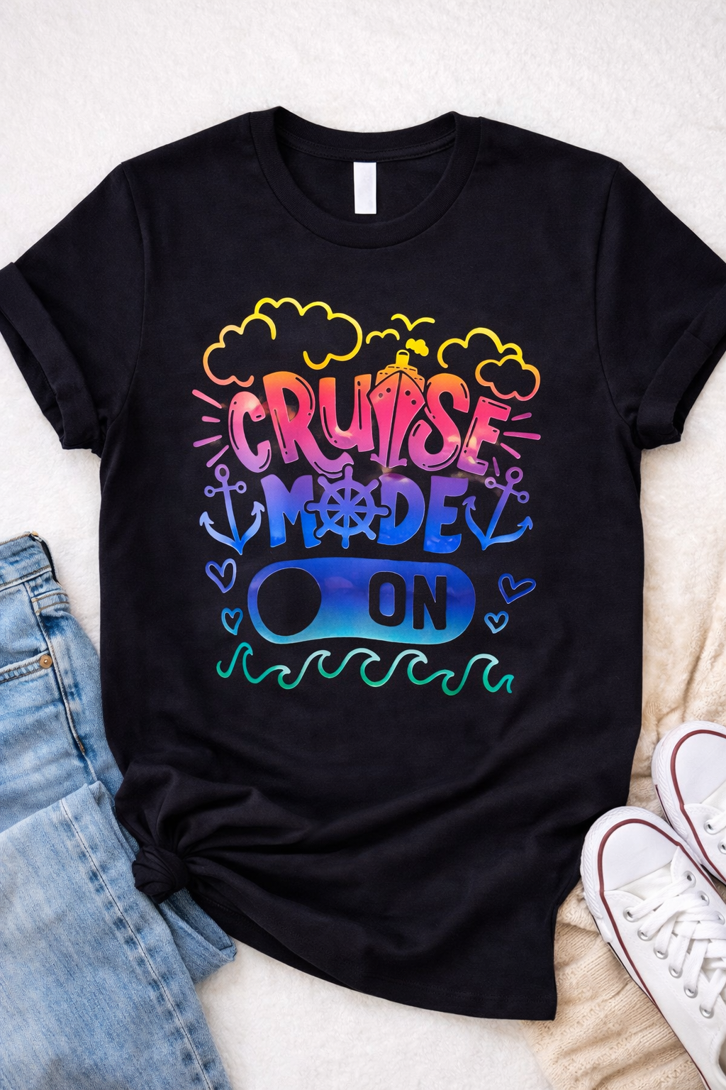 Cruise Mode On – Colorful Cruise Graphic T-Shirt – Custom Apparel