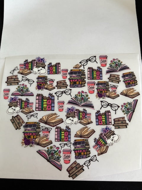 Book Lover Heart – Books, Coffee & Cats Graphic T-Shirt-Custom Apparel