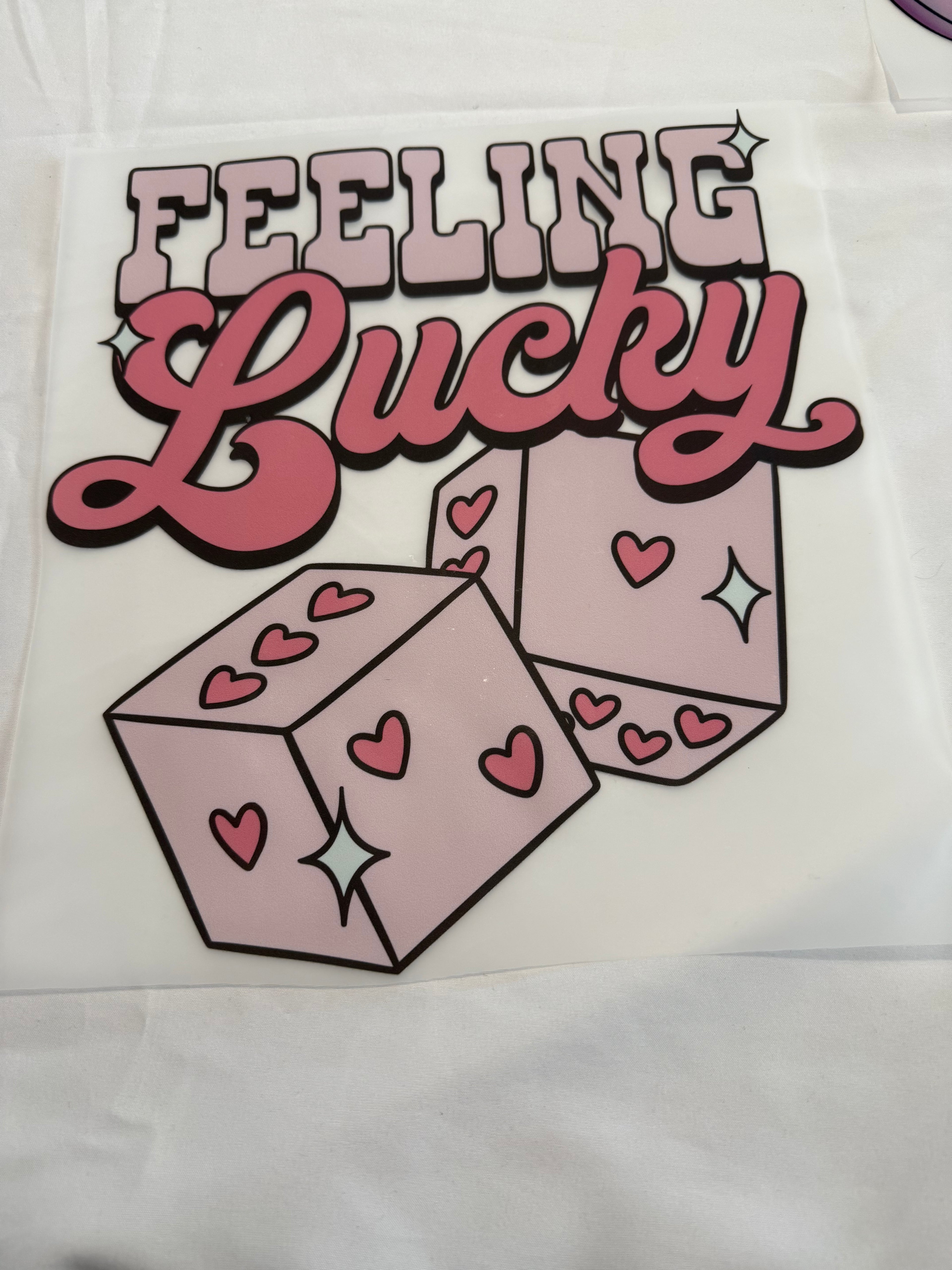 Feeling Lucky – Pink Dice Graphic T-Shirt Custom Apparel