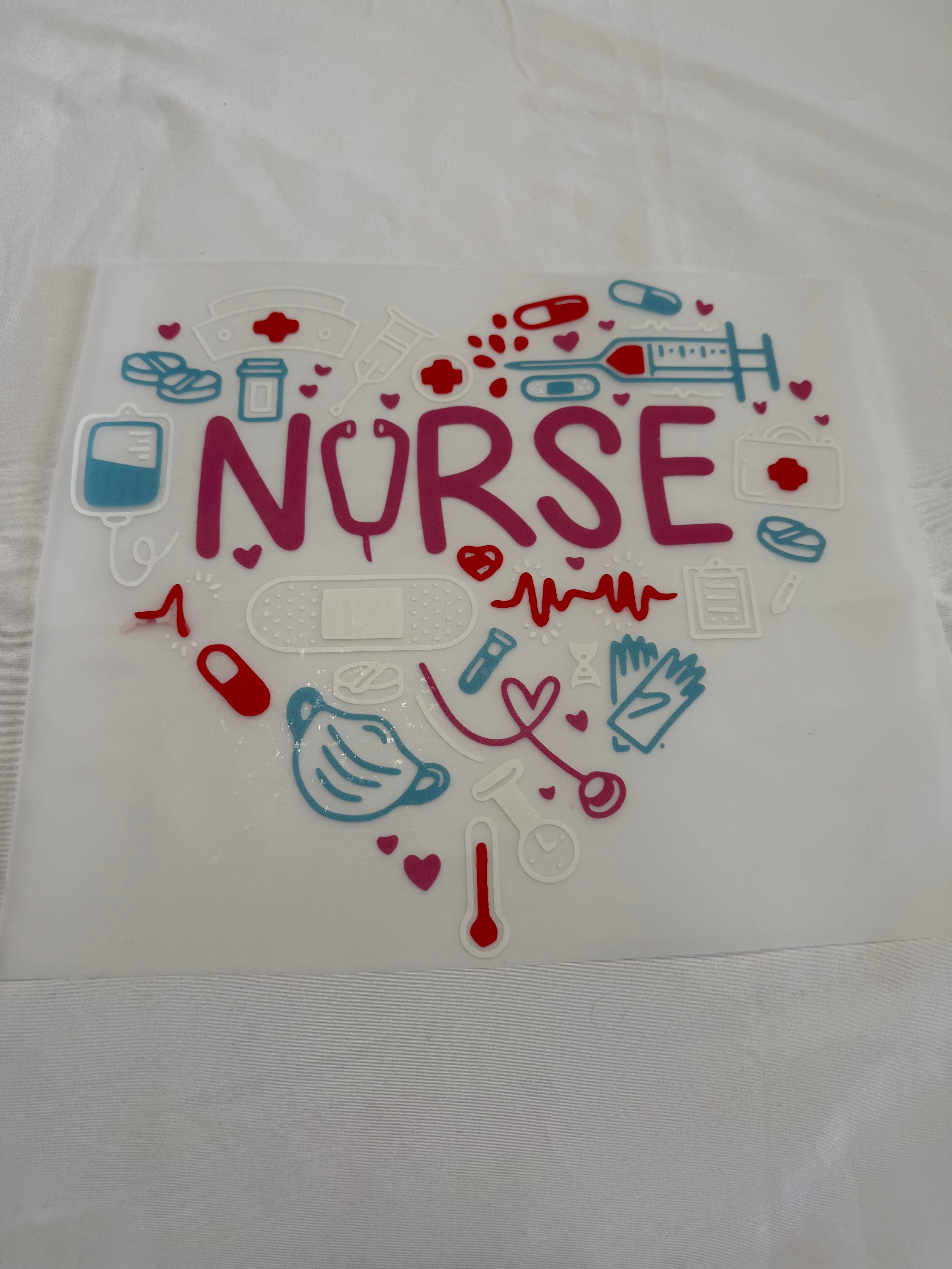 Nurse Life – Heart Medical Icons Graphic T-Shirt -Custom Apparel